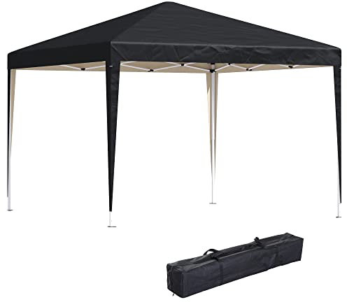 Outsunny 3 x 3M Garden Pop Up Gazebo Height Adjustable Marquee Party Tent Wedding Canopy with Carrying Bag, Black