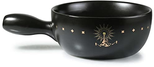 Artestia 2.11-Quart Ceramic Fondue Pot Set Cheese Chocolate Melting Pot Replacement Fondue Maker Pot, Perfect for 6-8 People (Black, Swiss Alps Pattern)