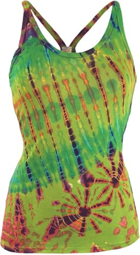 GURU SHOP Batik Hippie Top, Tank Top - Grün, Damen