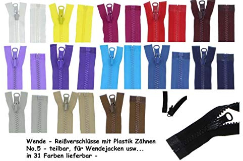 zipworld Wende - Reißverschluss Kunststoff Zähne teilbar 5-6mm WPZ schwarz-322 (50cm)