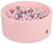 KiddyMoon 90X40cm/300 Balles ∅ 7Cm Piscine À Balles pour Bébé Rond Fabriqué en UE, Rose:Perle/Gris/Transparent/Rose Poudré