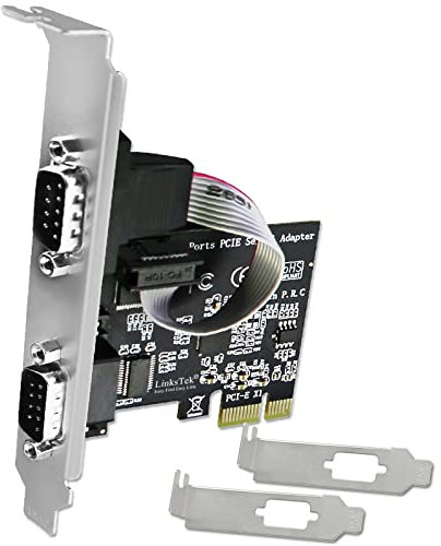 LinksTek 2-Port PCI Express RS-232 DB9 Serial Port Card for Windows XP, Vista,7, 8.x, 10, 11 32/64bit and Linux PCs, PCIE RS232 Card, PCIE Serial DB9 Port Card (PCIE-SE2)