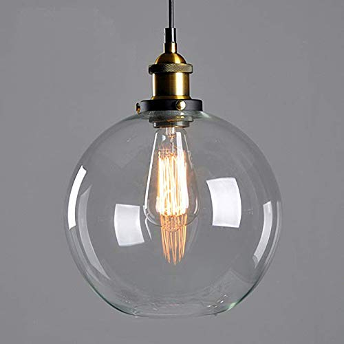 Chao Zan - Lámpara de techo colgante de cristal vintage de cristal transparente, redonda, para casa, oficina, dormitorio, cafetería (20cm)