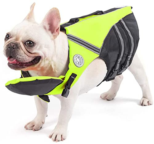 Petglad Schwimmweste Französische Bulldogge mit Kinnschwimmer zum Schwimmen | Verstellbare Kopfstütze, Nackenstütze, Rettungsgriff, Schwimmweste mit großem Auftrieb, Bulldoggen-Schwimmweste für