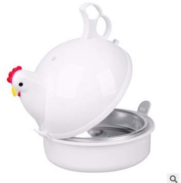 Mikrowellen Eierkocher Huhn Form Ei Wilderer Mikrowelle Dampfkessel Dampfer Eierkocher Ei-kocher Frühstücksei Mikrowellenhuhn Eier Kochen Küchenhelfer Kochutensilien 13.3 × 15.7 × 15.7cm Für 4 Eier