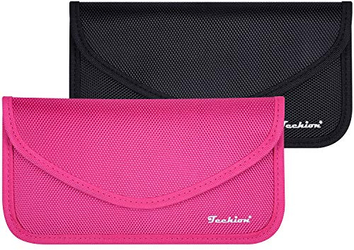 Faraday Taschen 2 Stück, RFID-Signalblockiertasche, Faraday-Käfig-Brieftaschen-Etui für Handy und Autoschlüssel, FOB-Schutz, Privatsphäre, Anti-Hacking, Schwarz und Hot Pink, Inner Size of 7x3.8inch