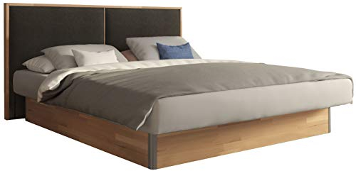 SuMa - Dual Wasserbett 200x220 freistehend m. Sockel Kernbuche und Kopfteil Duetto, Farbe Carbon 200x220 cm