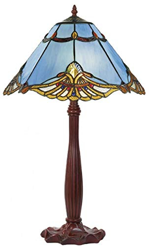 Casa Padrino Luxus Tiffany Tischleuchte Blau/Mehrfarbig/Braun 40 x 40 x H. 64 cm - Schreibtischleuchte - Tiffany Leuchten