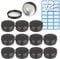 ZEOABSY Pack of 10, Empty 50ml Matte Black Aluminium Tins with Screw Lids Round Cosmetics Containers Pots Storage Jars for Lip Balm DIY Candle Salve Powder Crafts with 5 Spatula, 1 Labels