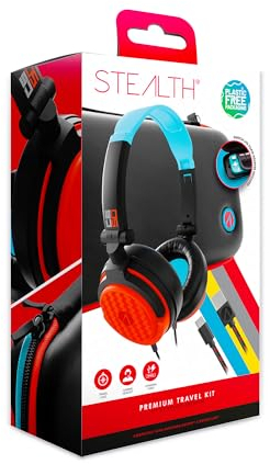 Stealth Hard Shell Travel Accessory Kit Compatible with Nintendo Switch, Lite & OLED Including Headset and Premium Quality Braided USB-C Charging Cable