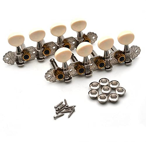 KESHUO Mandolin Tuning Keys Machine Heads Tuners Tuning Pegs For Mandolin Instrument Gold/Nickel Plated Guitar String Tuning Pegs (Color : Nickel)