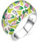 Musihy Ring Silber, Damenring Emaille Blumenblätter Zirkonia Silber Ringgröße 54 (17.2)