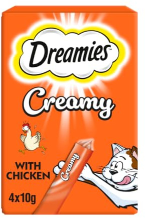 Dreamies Creamy Adult Cat & Kitten Treats with Tasty Chicken, 4 x 10g