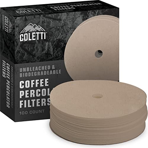 COLETTI Bozeman Percolator Coffee Filters 3.75in – 100 Disc Coffee Filters for Percolators – Premium (Brown - Paper, 3.75”)