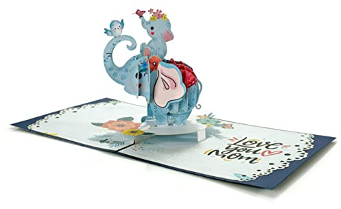 Elephant Mommy and Baby 3D Pop Up Card.Mother’s day collection. Sweet Surprise gift for first time Mothers, Daughter, Wife, Girlfriend. Perfect for Mother’s Day, Birthday’s,Thank you.15cmx15cm