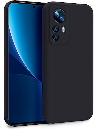 MyGadget Hülle für Xiaomi 12 | 12x - Zweilagige Handyhülle mit Kameraschutz - Cover mit Innenfutter & Silikon außen - Schwarz