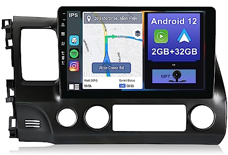 YUNTX Android 14 Autoradio con navi para Honda Civic (2004-2011)-Incorporado CarPlay/Android Auto/GPS-IPS 2.5D 10.1” Pantalla-Dab/Bluetooth 5.0/Control del Volante/USB/WiFi/MirrorLink/4G
