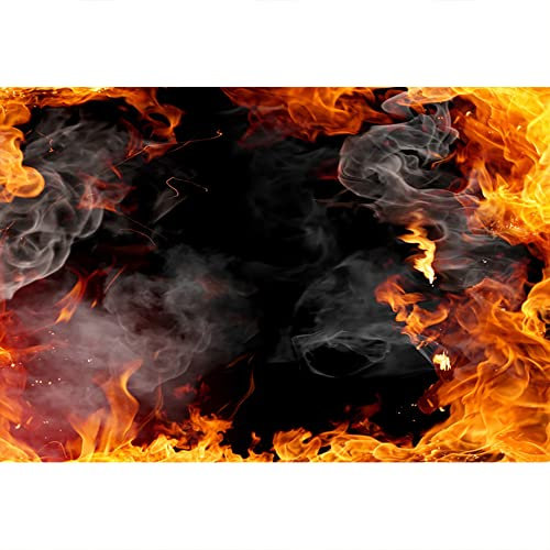YongFoto 3x2,5m Vinyl Foto Hintergrund Abstrakter Feuer Rahmen Flackernde Flamme Schwarzer Rauch Fotografie Leinwand Hintergrund Partydekoration Fotostudio Hintergründe Fotoshooting