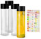 LSYYSL Cuatro botellas de jugo de plástico cilíndrico transparente de 500 ml, una calcomanía de fruta, botella de batido reutilizable, adecuada para almacenar té, jugo de frutas y bebidas frías