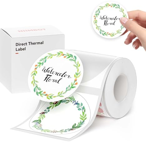 NIIMBOT Etiketten Selbstklebend Kompatible mit NIIMBOT B1/B21/B3S Thermo Etikettendrucker,Thermo Papier für Schule, Zuhause, Büro, Kleine Unternehmen (Blume-Runden-50 x 50mm)