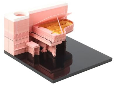 Time Piece Calendar, 3D Memo Pad Creative Desk Calendar, Room Decor Aesynthetic Gift (Memo Pad Piano Pink)