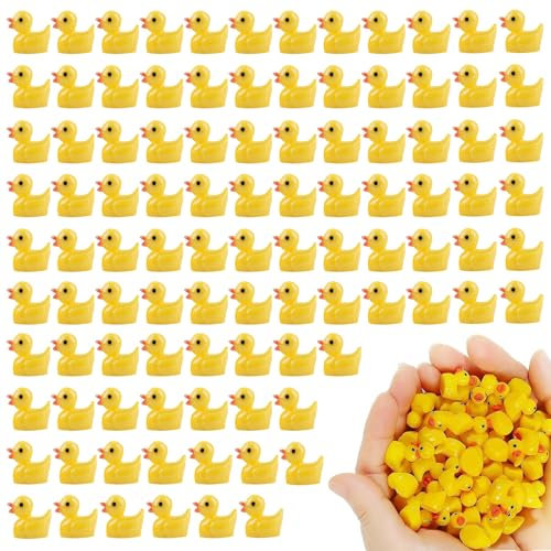 Realistic Tiny Ducks 100 Pack, Yellow Squeak & Float, Mini Rubber Ducks for Home Prank, Limited Craft & Game, Ideal for Dollhouse, School, Landscape, Aquarium