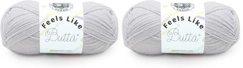 Lion Brand Yarn Company 215-149 Feels Like Butta Yarn, Pale Grey, One Skein (Pack of 2)