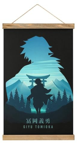 Giyu Tomioka Manga Anime Scroll Poster Stoff Bild Kunst Holz DIY Rahmen Hängende Druck Aufhänger Für Raumdekor Öl Leinwand Kit Geschenk