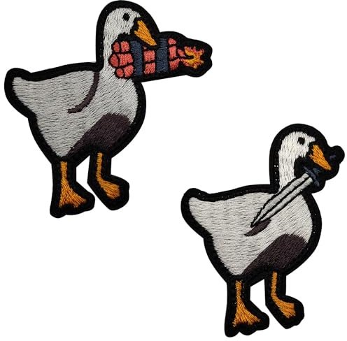 ANFUXT Klett Patches Patch Klett Lustig Patches Klett MilitäR Weiße Gans Zauberaufkleber Mit Messer BekleidungszubehöR Mit Klettverschluss füR Aufkleber Abzeichen, Jacken, Jeans, RucksäCke (Weiß)