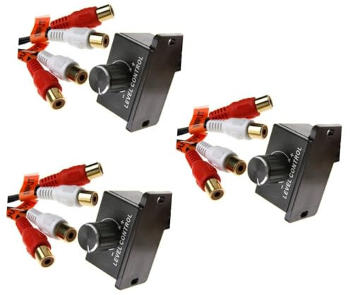 Mikikit 3pcs Car Stereo Remote Level Control Knob with Connector for Amplifier and Bass Audio Volume Control for Car Stereo Systems Easy to Install