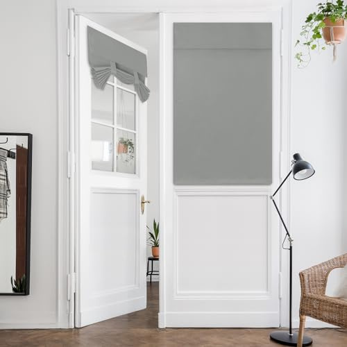 HOMEIDEAS Greyish Green French Door Curtain, Privacy Curtains for Door Window, Thermal Insulated Tie Up Shades, 26 X 40 Inch, 1 Panel