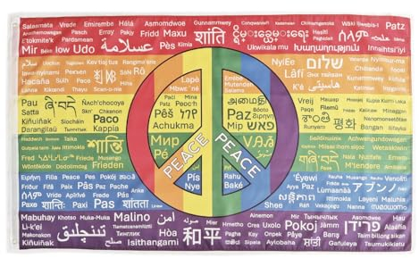 Bandiera della pace, bandiera dei fiori, bandiera arcobaleno, 150 cm x 90 cm, bandiera PACE