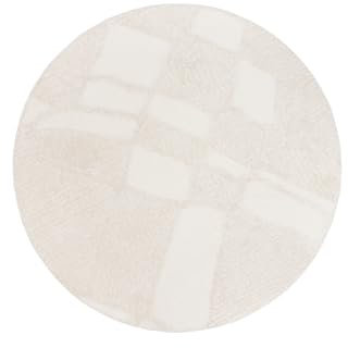 Tesso Living Weicher Hochflor Teppich im Vintage-Look – Ø200 cm (rund) – Weiß Shaggy-Design mit Berbermuster – Boho & Scandi Stil – ideal für Wohnzimmer & Schlafzimmer