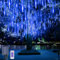 OPAHUTER Solar Meteorschauer Regen Lichter, 240 LEDs Meteor Weihnachtslichter, 10 Röhren 30cm Wasserdichte Solar Fallende Weihnachtsbeleuchtung Fernbedienung für Xmas Baum Hochzeit Dekoration