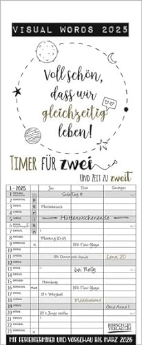 Timer für 2 Visual Words - Familienplaner 2025 für 2 Personen - Korsch-Verlag - Kalender mit 3 Spalten zum Eintragen - 19 cm x 46 cm