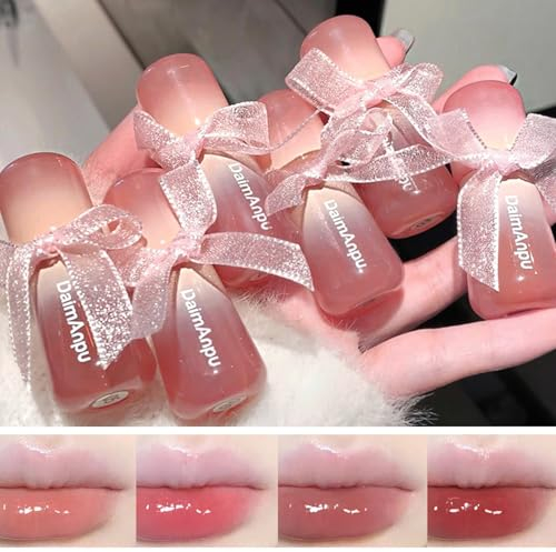 Gireatick 6 Colors Ultra-Glossy Jelly Lipstick, Moisturizing Mirror Finish Lip Gloss, High Shine Glass Water Lifter Gloss, Sweet Lip Glaze Tinted Lip Balm for Girls