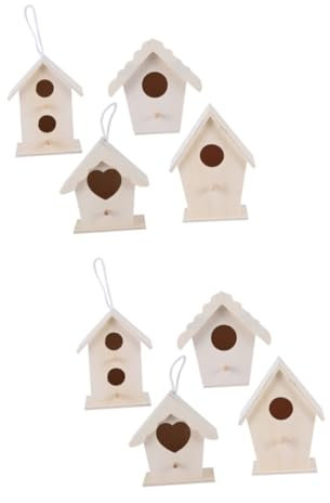 CAXUSD 8pcs Creative Wooden Bird Nest Decoration Heart Shape Double-layer Single-layer Lace Design Rustic Home Adornment for Decor