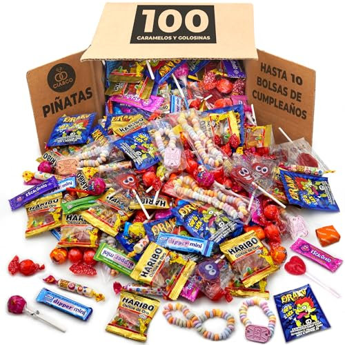 Mega Box 100 Süßigkeiten und Bonbons Cia&Co · Für Geburtstage, Piñatas, Kinderfeste, Weihnachten, Halloween · Bis zu 10 Geburtstagstüten · Individuell Verpackt (BOX 100)