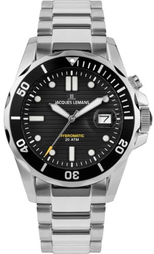 JACQUES LEMANS Herrenuhr Hybromatic Metallband massiv Edelstahl 1-2170G