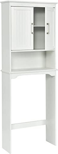 Multigot Over Toilet Shelf, Storage Cabinet, Bathroom Storage Organizer Unit with Adjustable Shelf & Open Shelving, Free Standing Tall Washing Machine Rack(Wooden Double Door)