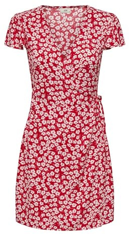 Jdy Sezen Life S/S Wrap Dress WVN Dia, Mars Red, XL
