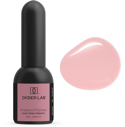 DIDIER LAB Sculpture Polybase LED UV Nail Polish Chic Pink French - 2in1 Base Coat & Self-Leveling Nail Varnish - Strong Adhesion UV Gel Nail Polish - For a Quick and Perfect Manicure - 10ml