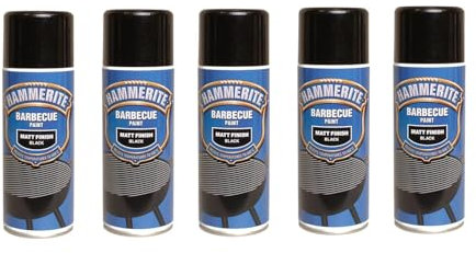5x BBQ Spray Paint Matt Black 400ml Aerosol