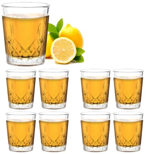 AOOTE 8 Piezas Vasos de Chupito, Vasos de Chupito de Base Pesada Transparente, 55ml Vasitos de Chupitos Vidrio, Vidrio sin Plomo, Juego de Vasos de chupito de Whisky para Tequila, Vodka, Licor