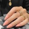 KQueenest Soft Gel Press on Nails Almond Medium, Coral Pink False Nails Almond, Glossy Solid Color Stiletto Fake Nails Set, Peach Orange Reusable Stick on Nail for Women Finger Daily Wear 24 Pcs