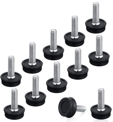 Lot de 12 pieds de nivellement filetés M8 réglables pour meubles, pieds de table filetés en caoutchouc à visser individuellement pour table, chaise, pieds de meubles