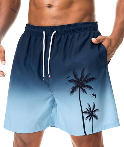 Danfiki Maillot Short de Bain Homme Piscine Séchage Rapide Surf l'été Hawaïen Short de Plage Imprimé avec Poche