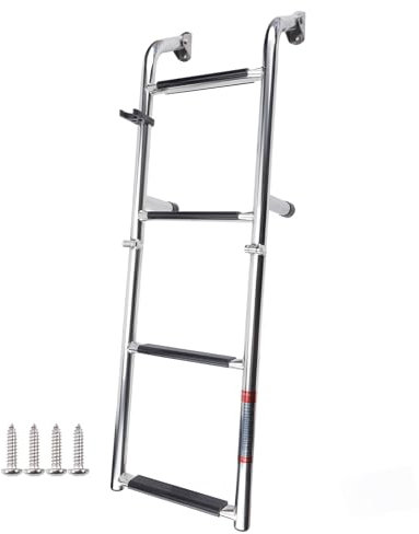 KAOLALI escalera de piscina fuera del suelo, escalera de 4 escaleras, escalera de barco de acero inoxidable, escalera de natación plegable para barcos, yate, piscina, cubierta