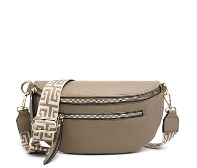 JFY Canvas Strap Bum Bag with Tassels (Taupe)