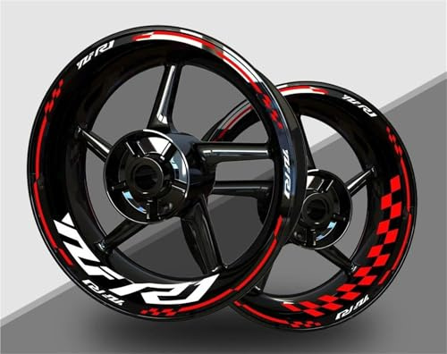 BTWSRX Pegatinas para Ruedas De Motocicleta para Yamaha YZF-R1 YZF R1 2024-2019, Calcomanías Reflectantes para Llantas, Cinta De Rayas Llantas Calcomanías Pegatina